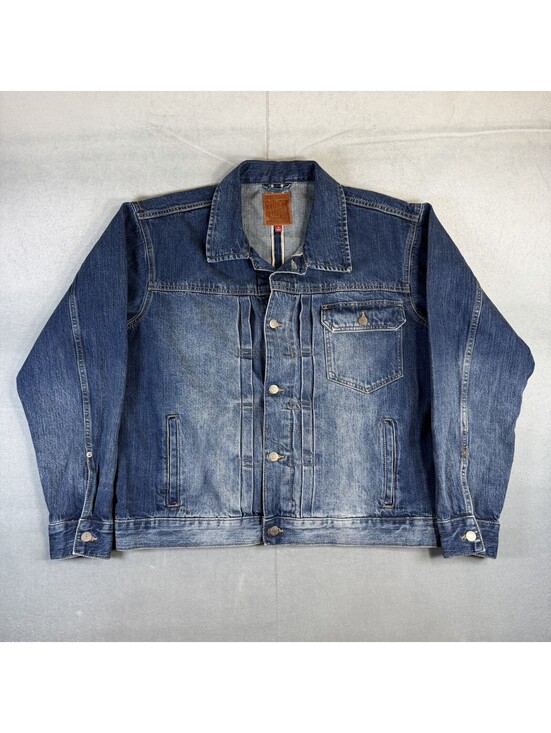 Lucky Brand Other - Lucky Brand Legend Selvedge Denim Trucker Jacket Mens Large Blue Buckle Back